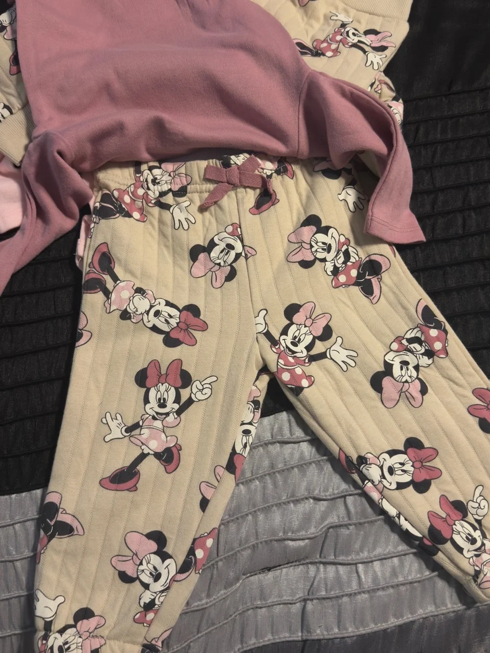 Baby Girls Minnie Mouse Pink and Cream One-Piece Set - Size 9M